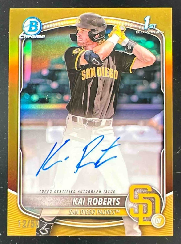 2025 Bowman Chrome Autograph Gold Refractor #CPA-KR Kai Roberts RC