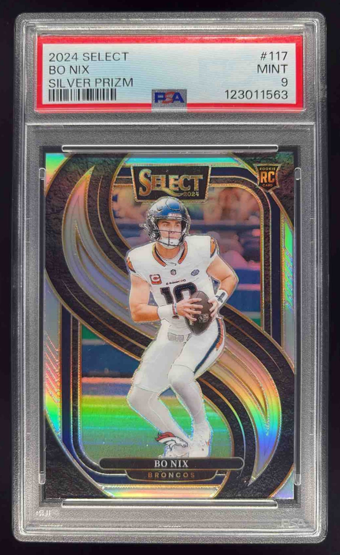 2024 Panini Select Premier Silver Prizm #117 Bo Nix RC PSA 9