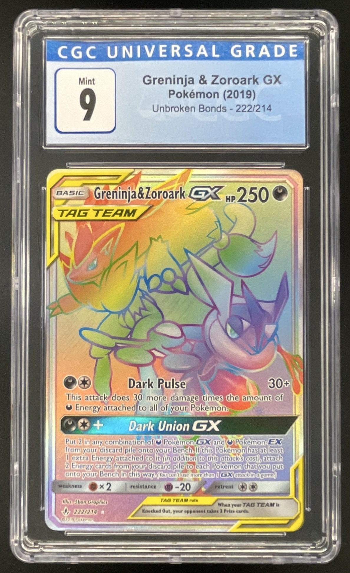 2019 Pokemon Sun Moon Unbroken Bonds #222/214 Greninja & Zoroark
