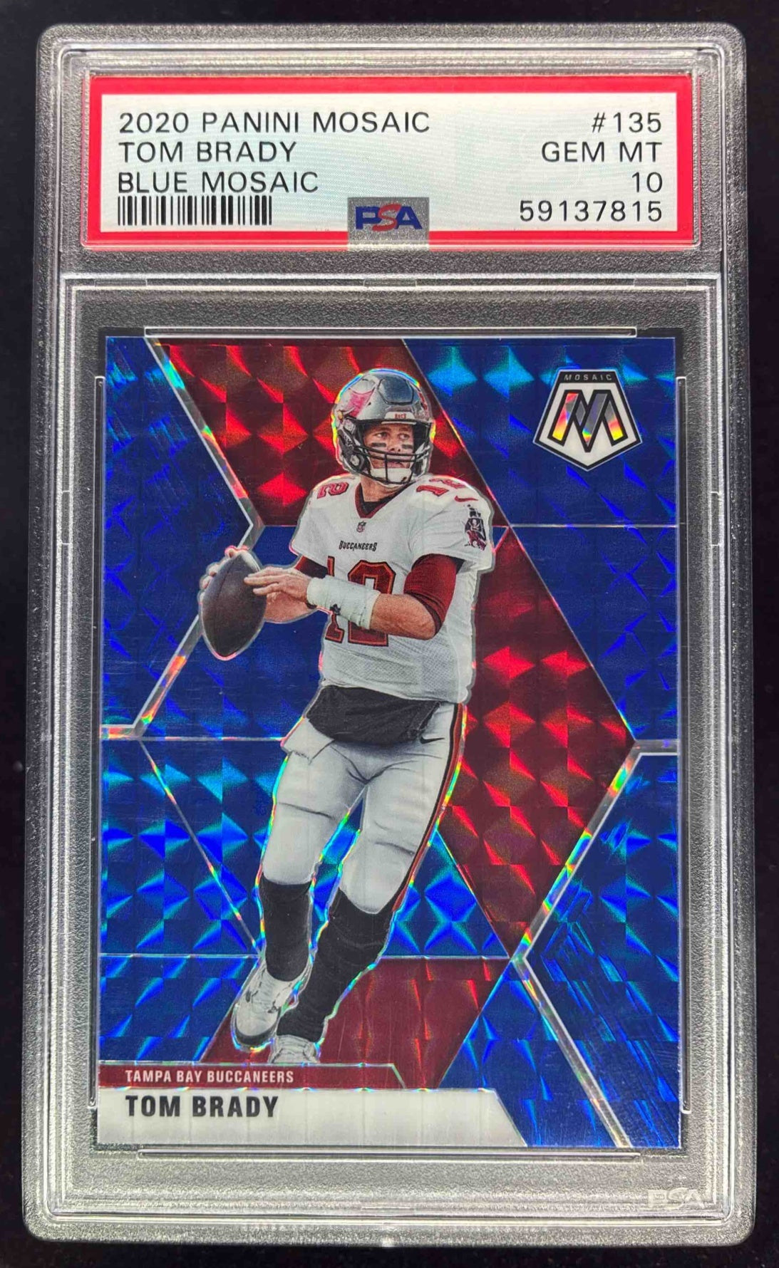 2020 Panini Mosaic Prizm Blue #135 Tom Brady /99 PSA 10 – Burbank