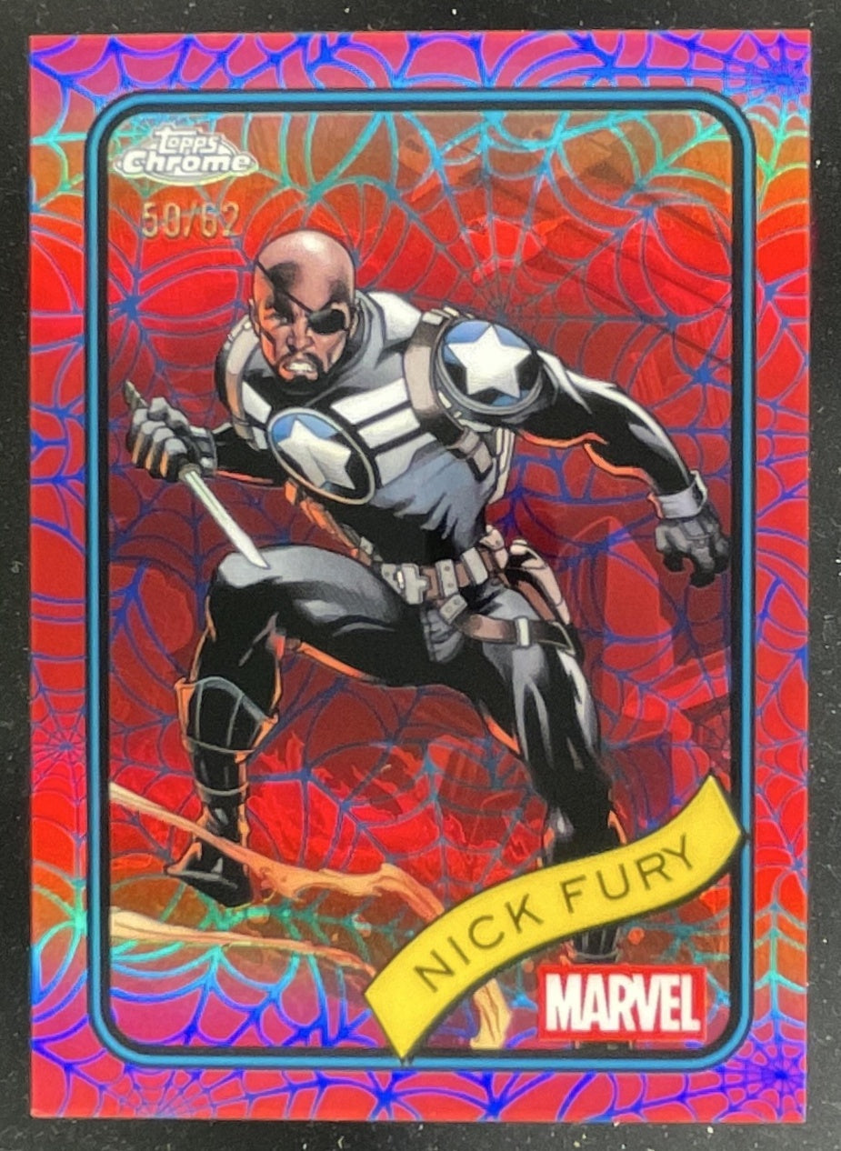 2025 Topps Chrome Marvel Blue & Red Spider Web Refractor #193 Nick