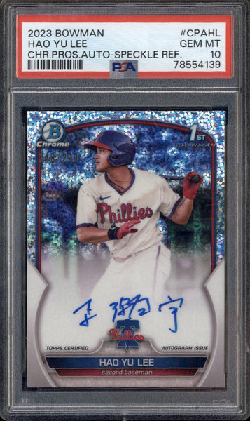 2023 Bowman Chrome Autographs Speckle #CPA-HL Hao Yu Lee RC