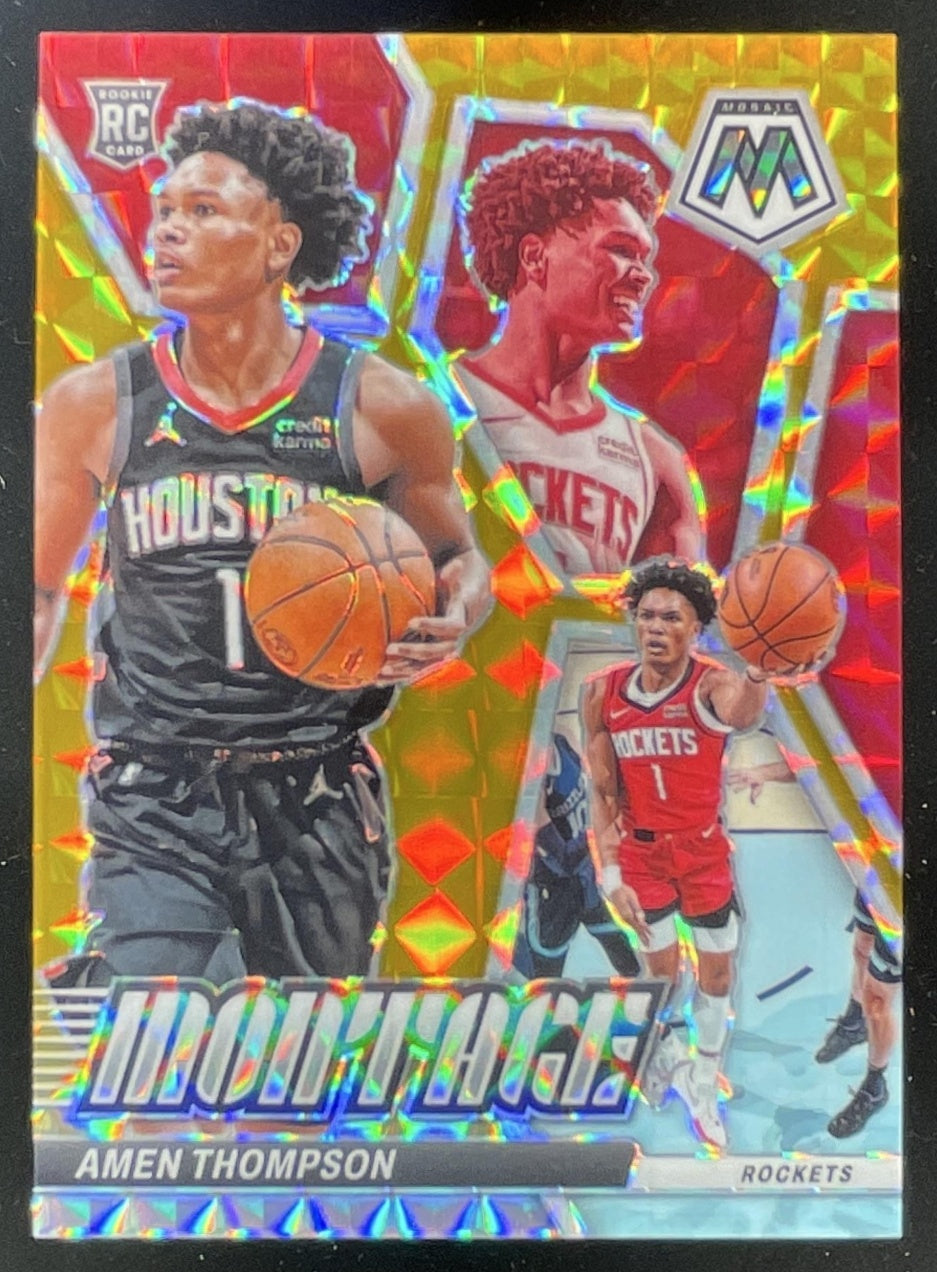 2023-24 Panini Mosaic Montage Mosaic Gold #26 Amen Thompson RC /10