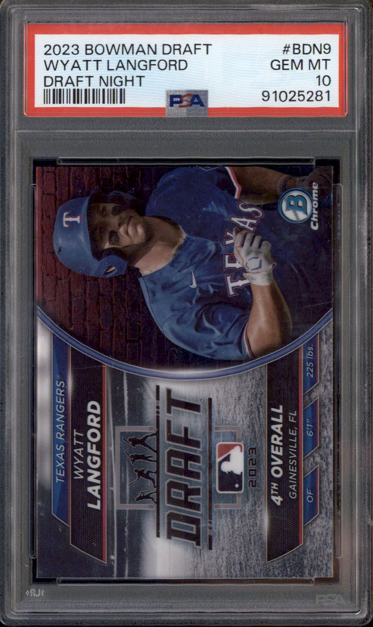 BGS ワイアット・ラングフォード サイン 2023 Bowman Draft PSA 10 WYATT LANGFORD AUTO 1st 2023 Bowman Chrome Draft
