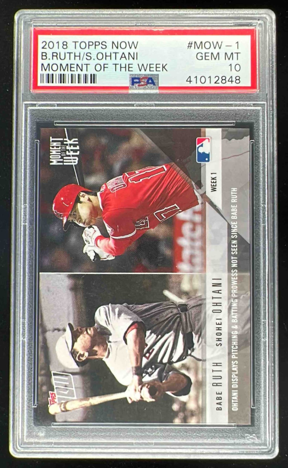 2018 Topps Now Moment of the Week #MOW1 Babe Ruth Shohei Ohtani RC