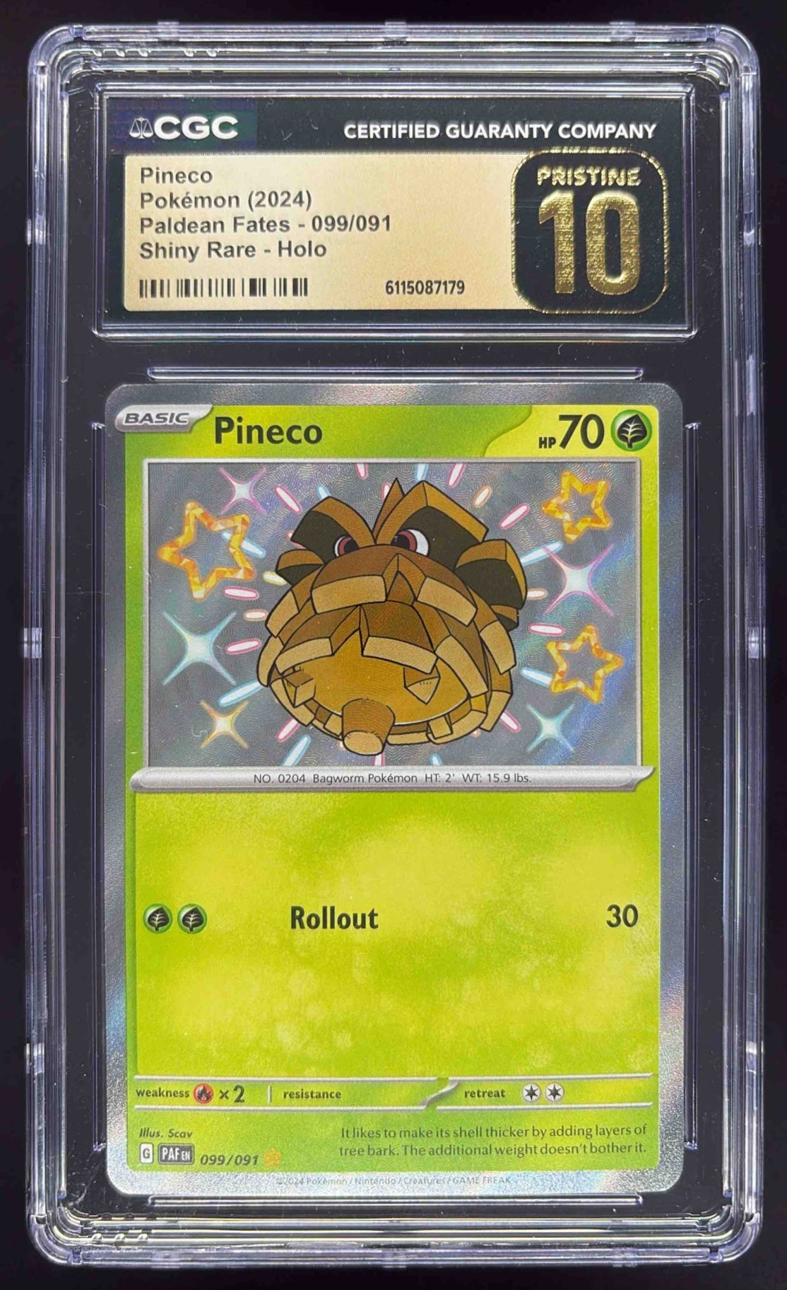 2024 Pokemon Paldean Fates #099/091 Pineco CGC 10