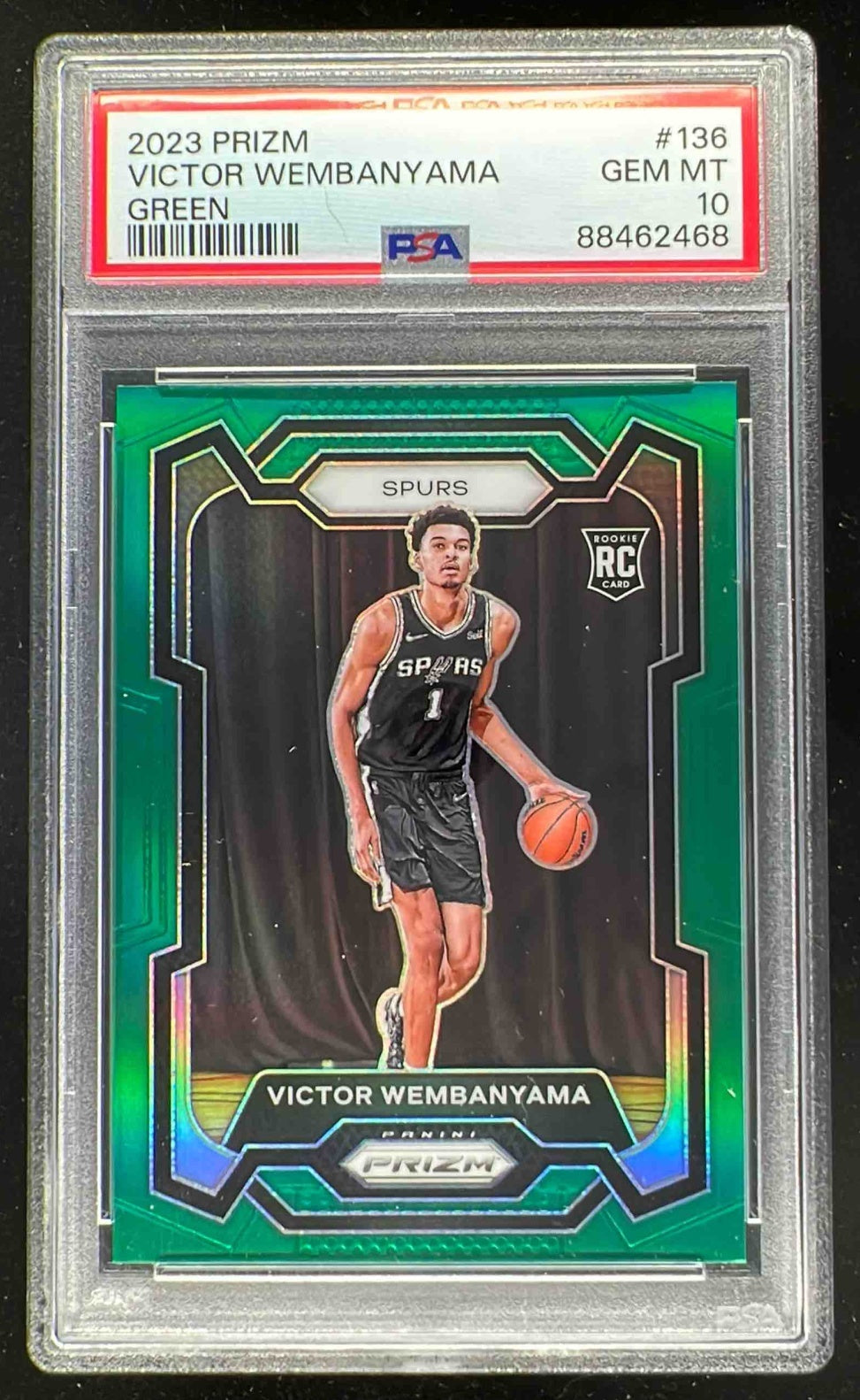 2023-24 Panini Prizm Prizms Green #136 Victor Wembanyama RC PSA 10