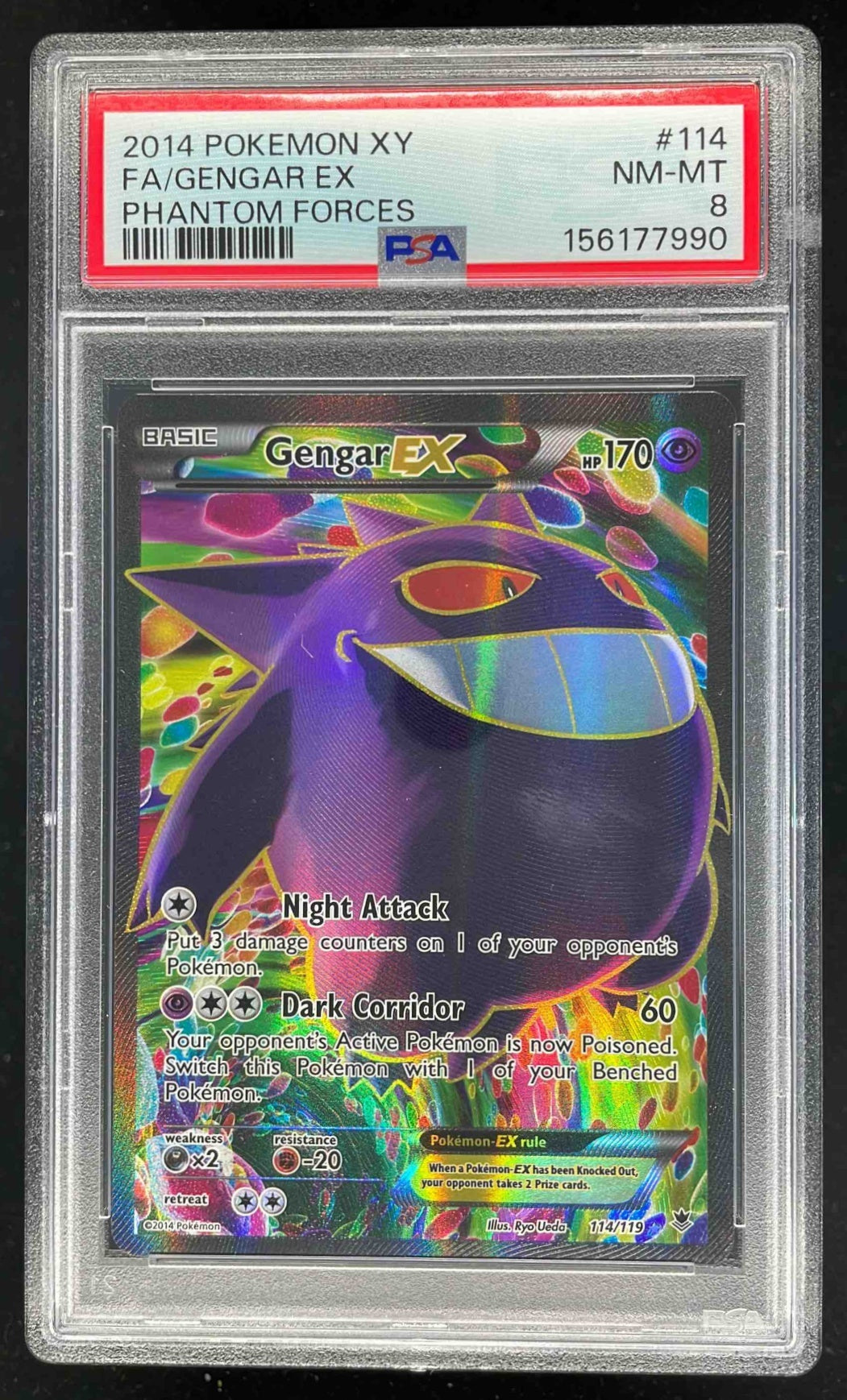 2014 Pokemon XY Phantom Forces #114/119 Gengar EX PSA 8 – Burbank Cards
