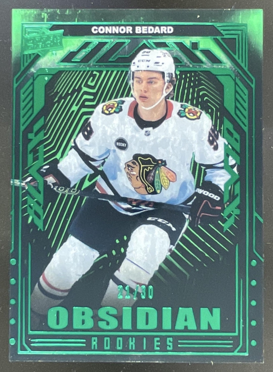 2023 SPx UD Black Obsidian Rookies Emerald #OR-47 Connor Bedard RC