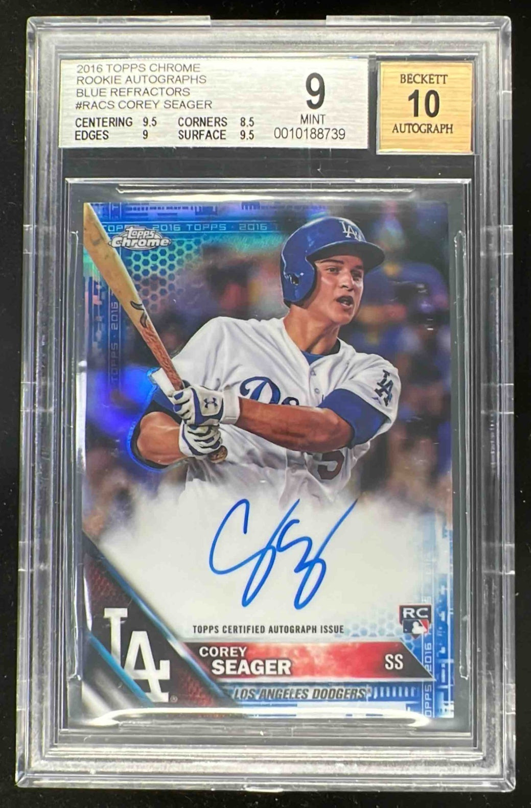 2016 Topps Chrome Rookie Blue Refractor #RA-CS Corey Seager RC