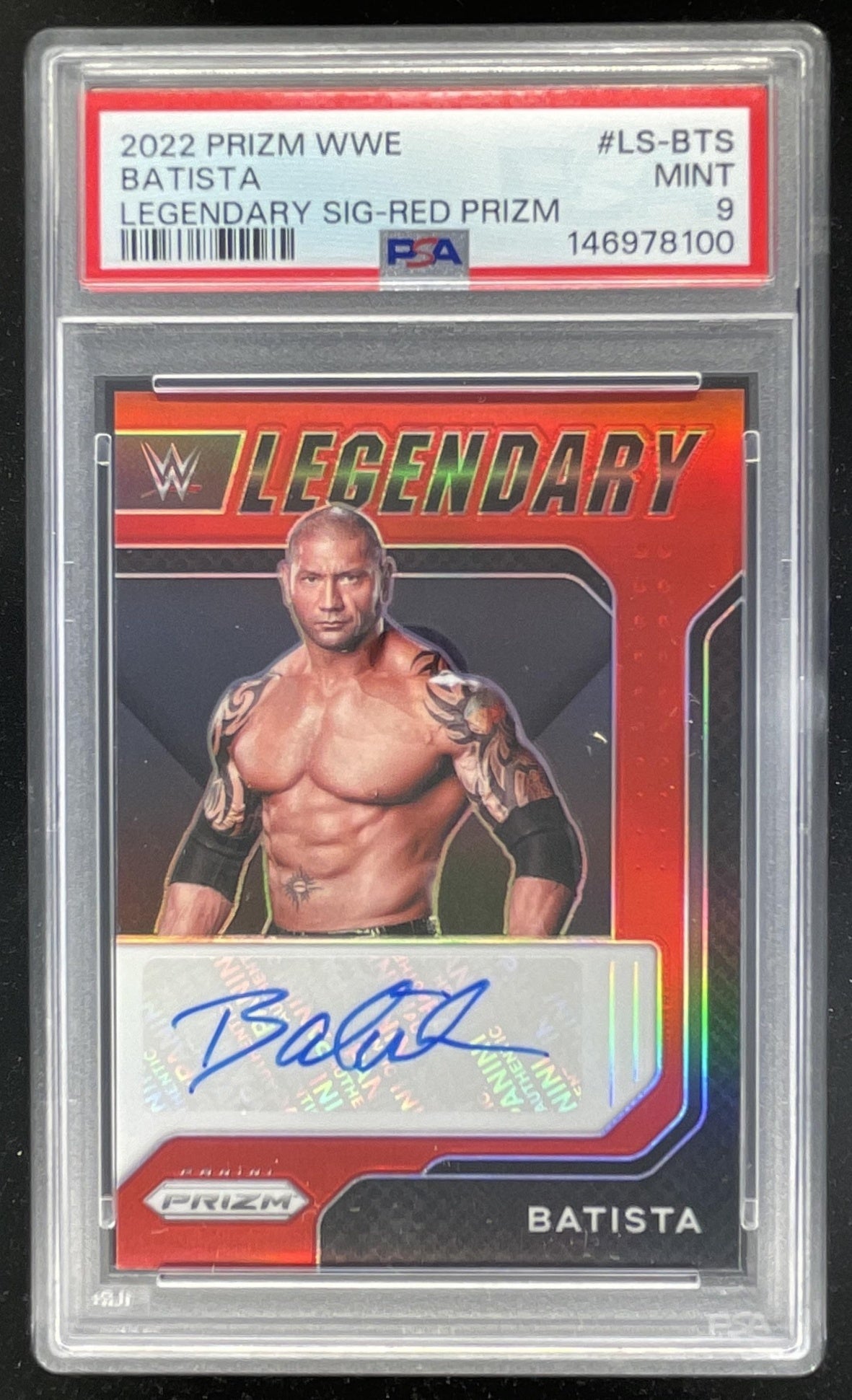 トリプルHフレアオートンバティスタ autograph 2022 Prizm WWE Legendary Red #LS-BTS Batista Autograph Auto /99