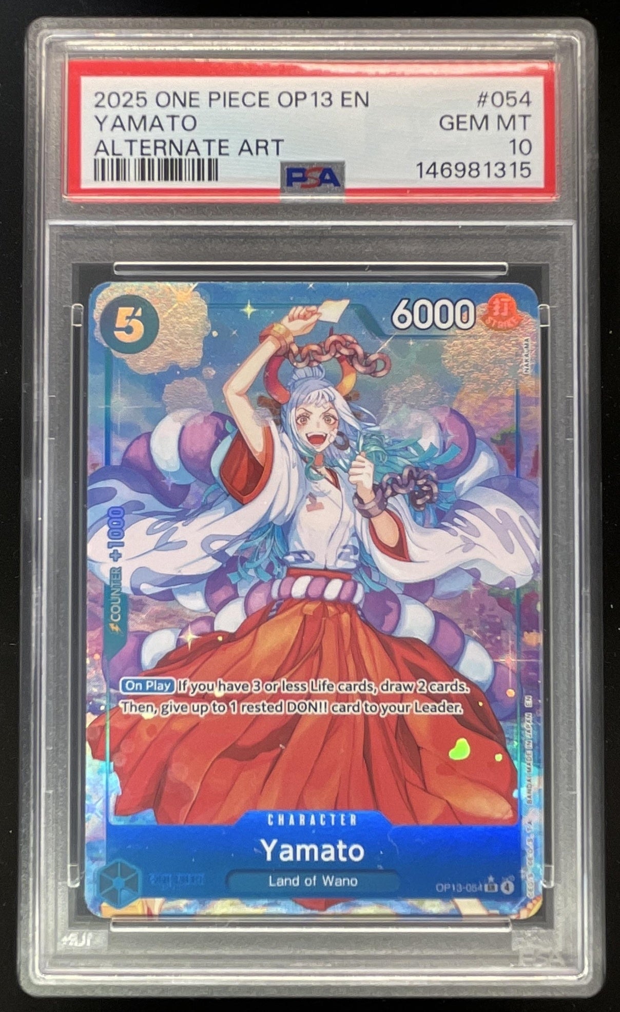 PSA10 OP13 YAMATO ALTERNATE ART ヤマト パラレル 2025 One Piece OP13 EN #054 Yamato Alternate Art PSA 10 – Burbank