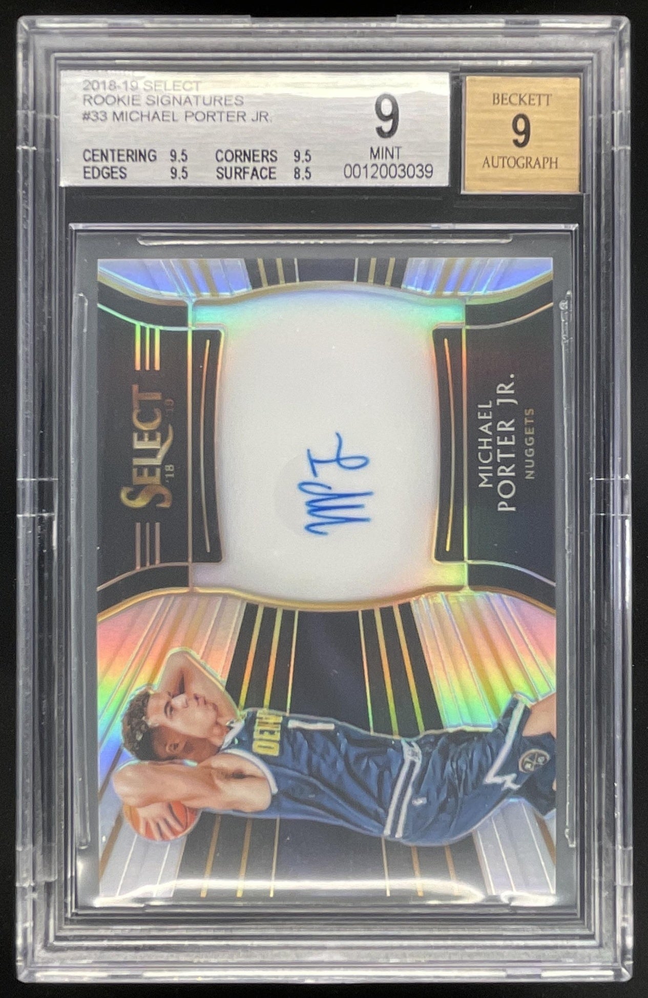2018-19 Select Rookie #RS-MPJ Michael Porter Jr. RC Auto /199 BGS