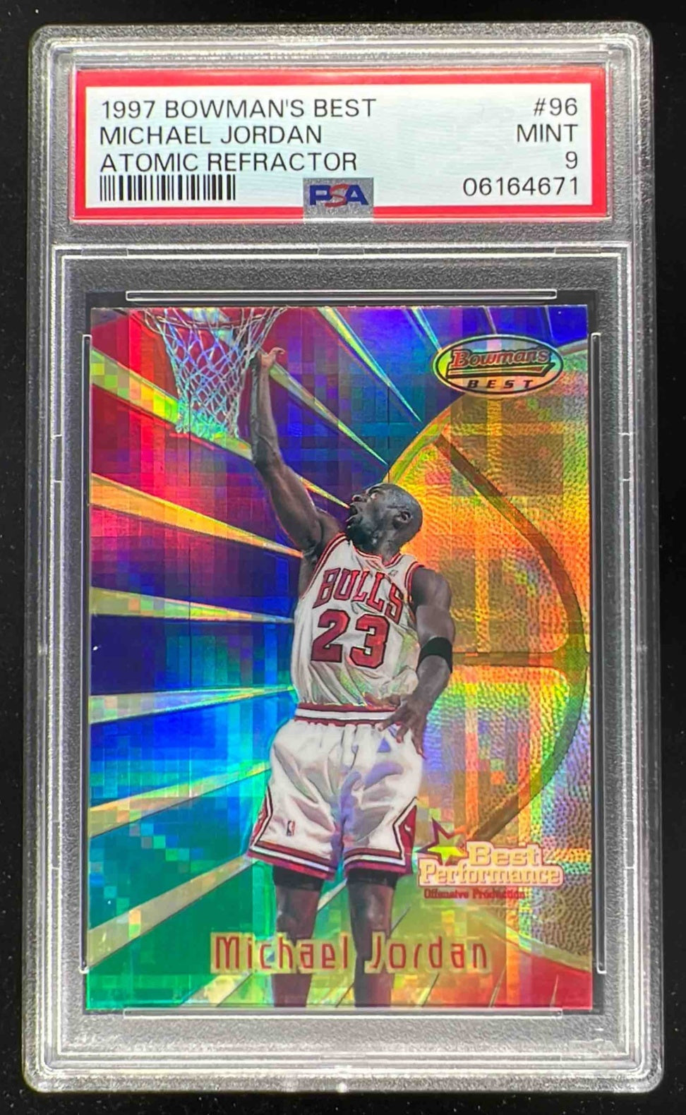 マイケルジョーダン 1997 Bowman's Refractor 1997-98 Bowman 's Best Atomic Refractors #96 Michael Jordan PSA 9