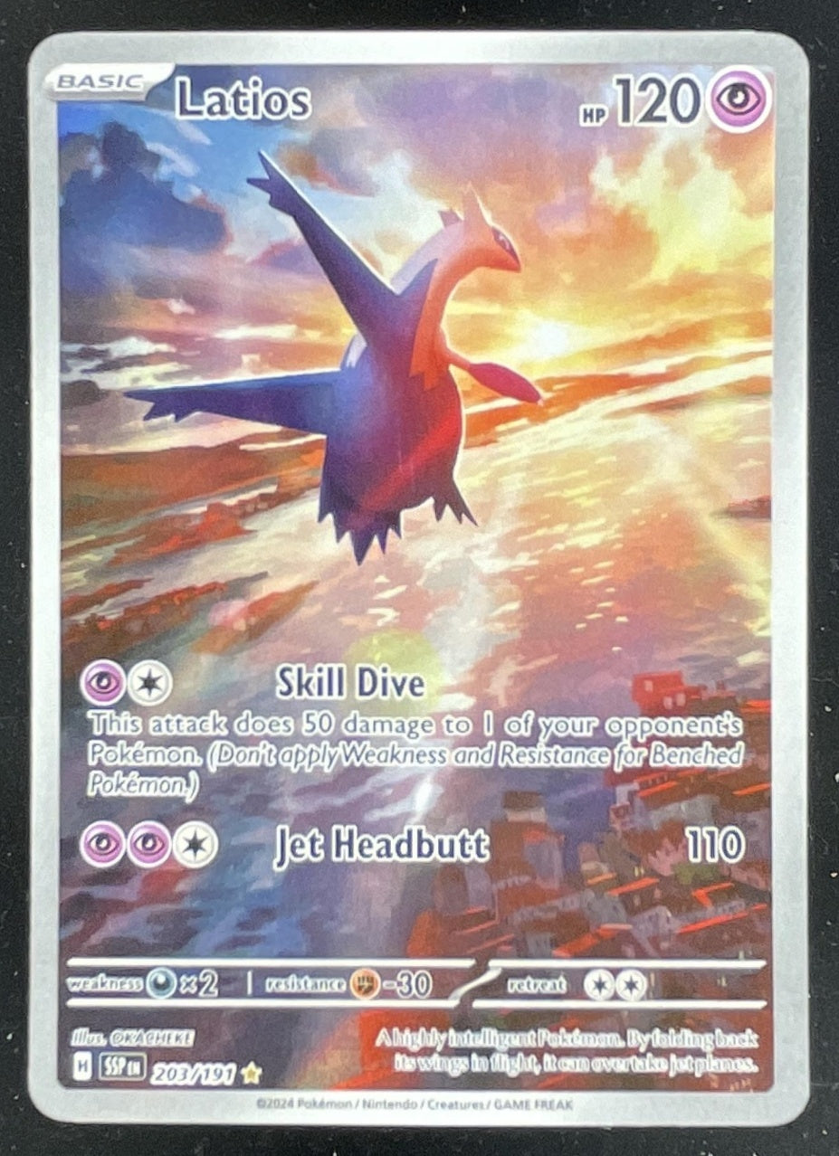 203 191 pokemon card 2024 Pokemon Surging Sparks #203/191 Latios – Burbank Cards