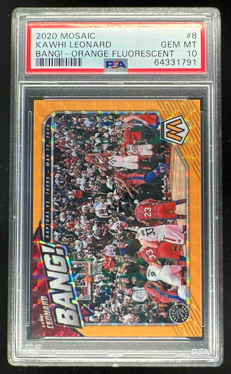 2020 Panini Mosaic Bang! Mosaic Orange Fluorescent #8 Kawhi