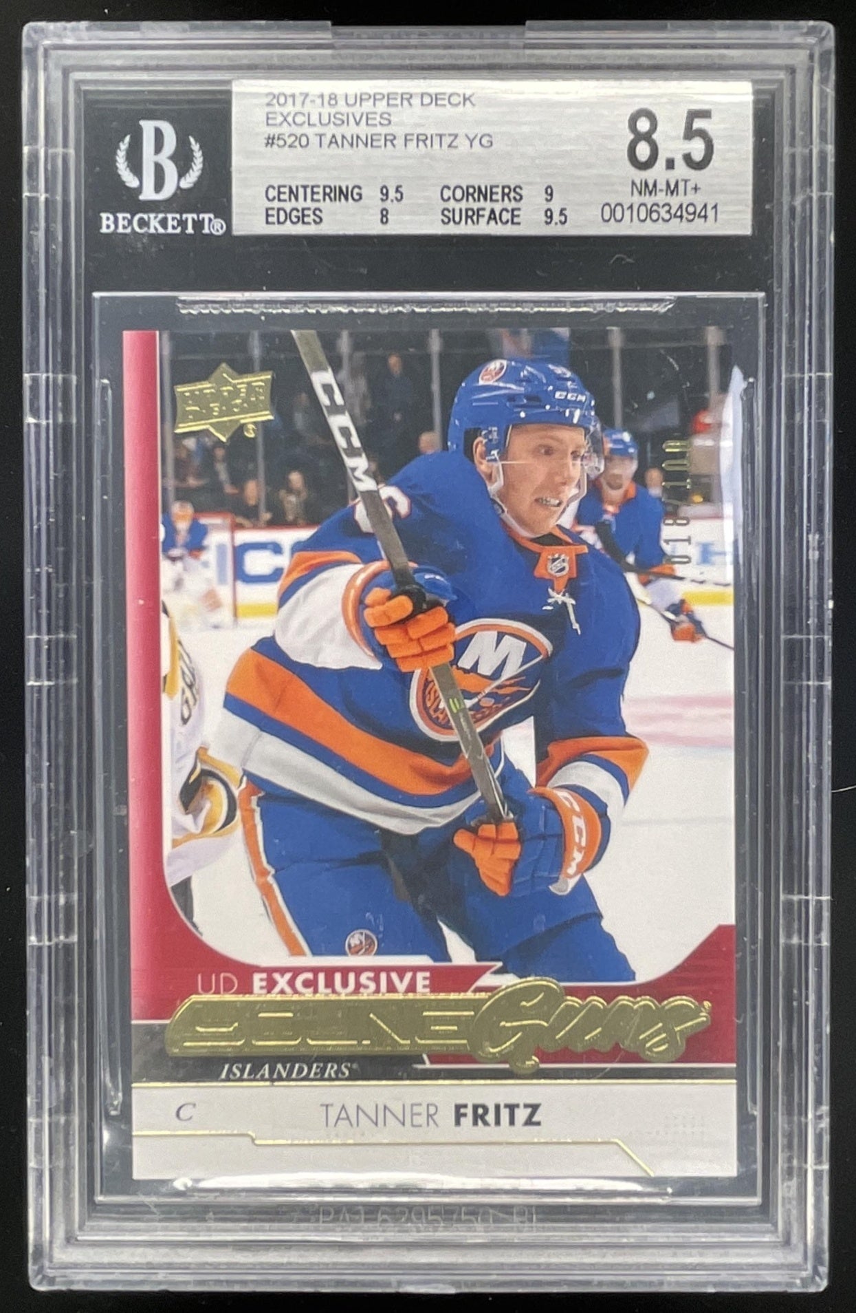 Friars Club Deck ダークブルー＆オレンジ　レアデック 2017-18 Upper Deck Exclusives #520 Tanner Fritz RC /100 BGS 8.5