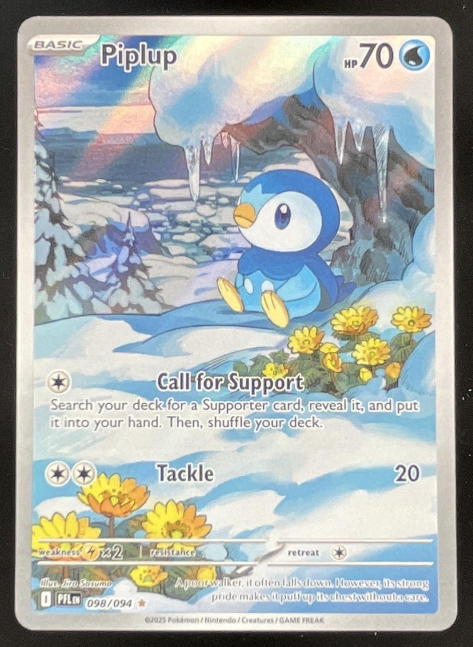 2025 Pokemon Phantasmal Flames #098/094 Piplup Illustration Rare