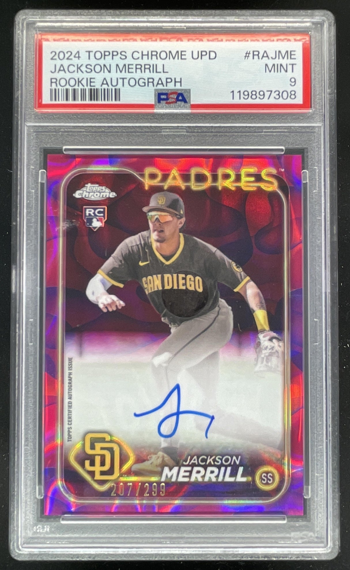 2024 Topps Chrome Lava Lamp Magenta/Purple Jackson Merrill RC Auto