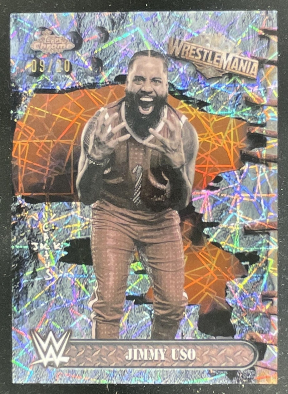 2025 Topps Chrome WWE Cactus Jack Laser Ray Wave #26 Jimmy Uso /20