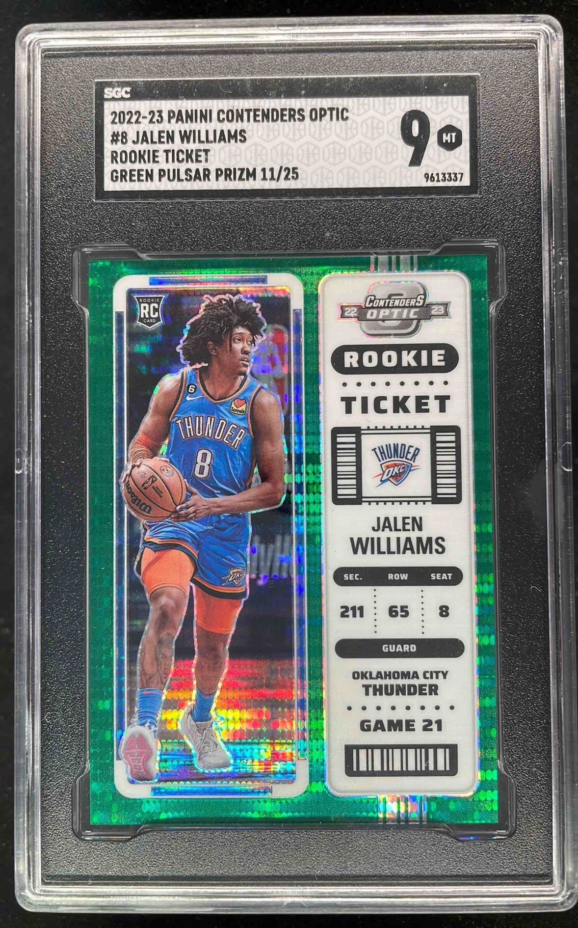 2022 Contenders Optic Rookie Ticket Green Pulsar #8 Jalen Williams