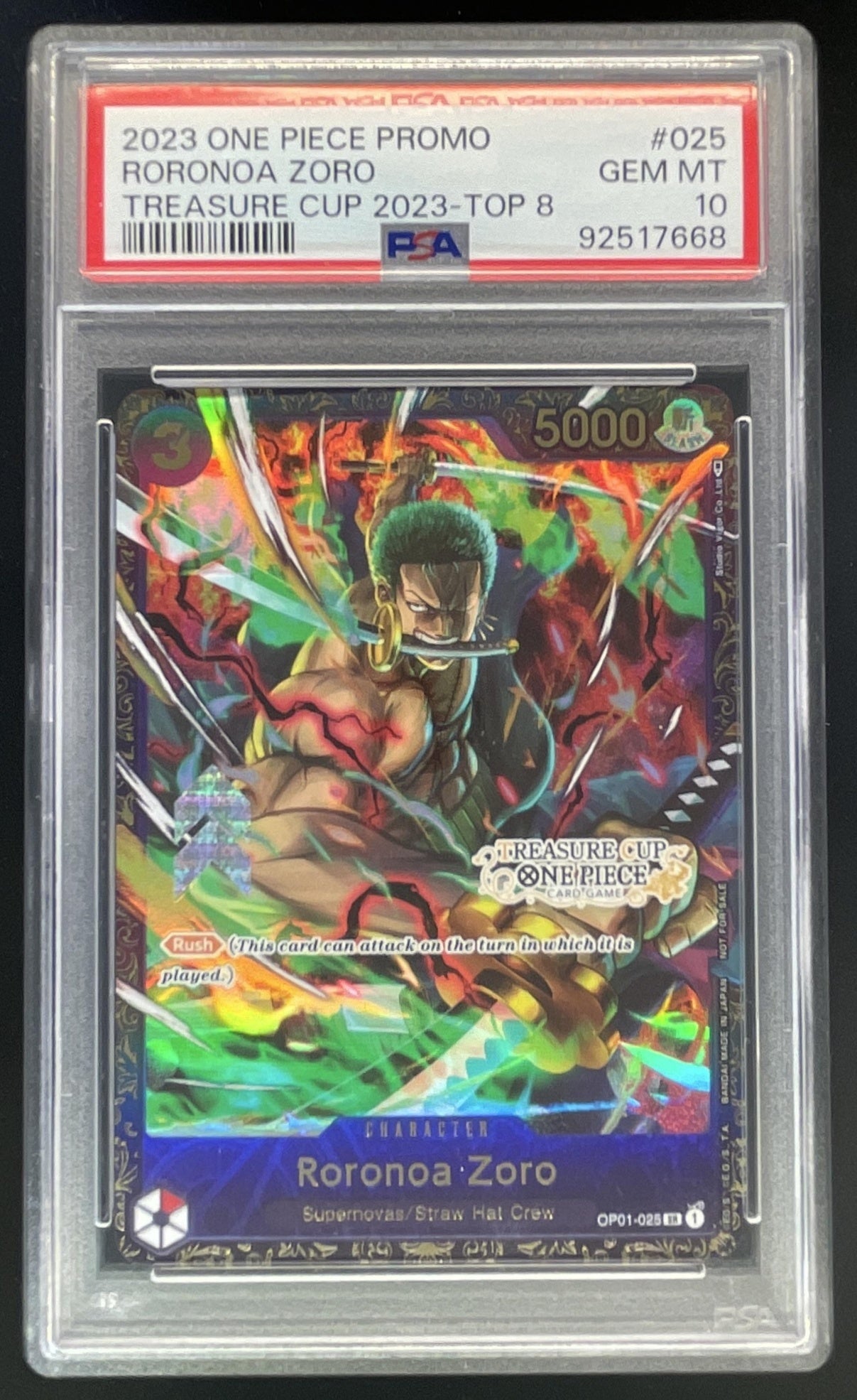 2023 One Piece Promo Treasure Cup 2023 Top 8 #025 Roronoa Zoro PSA