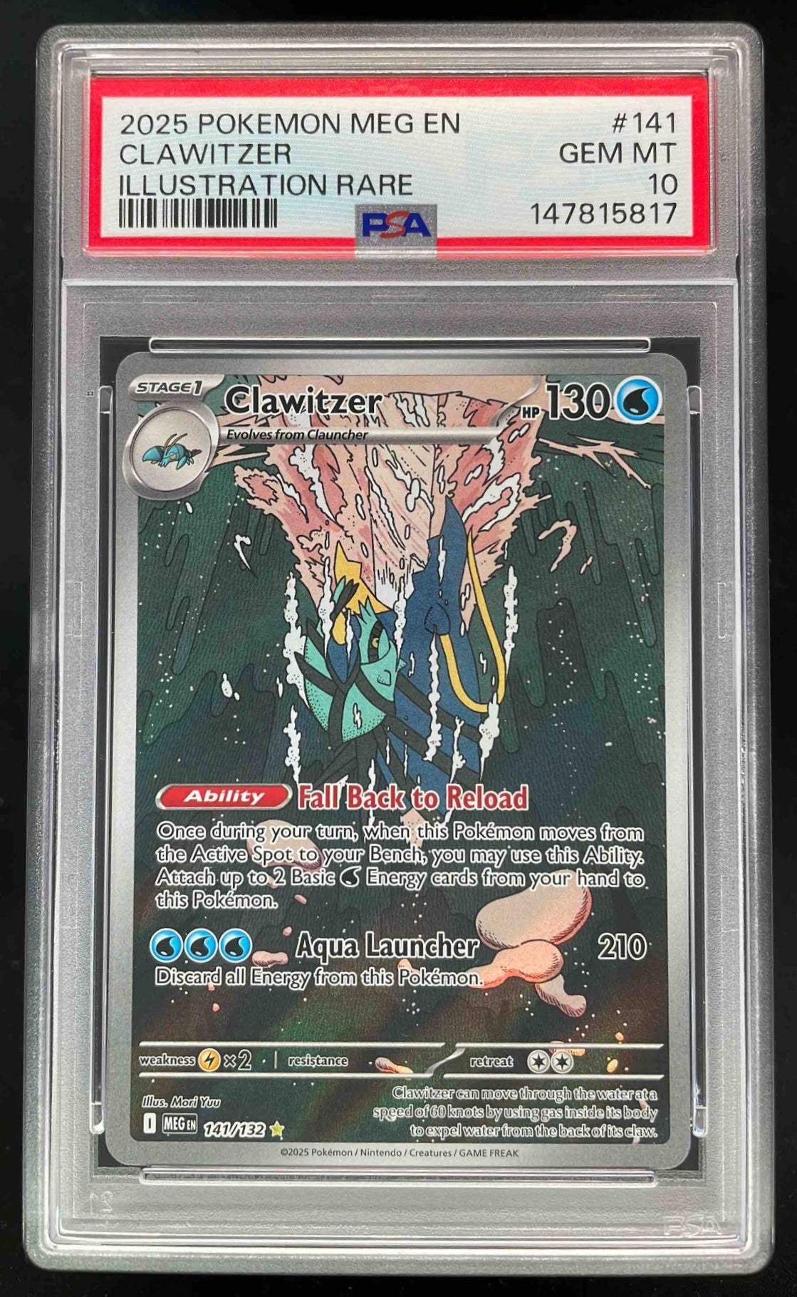2025 Pokemon Mega Evolution #141/132 Clawitzer Illustration Rare PSA 1 –  Burbank Cards