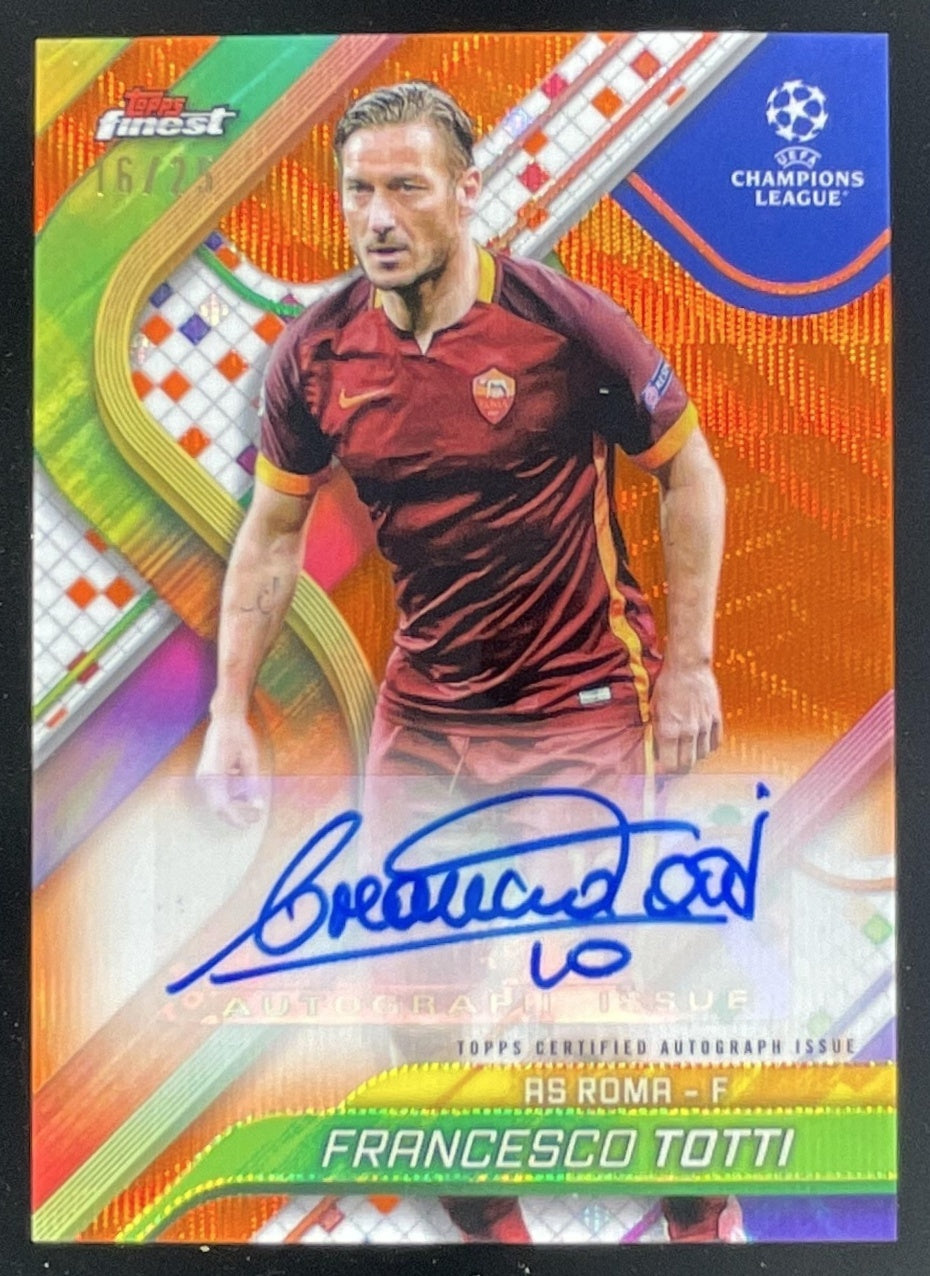 2024 Topps Finest Orange RayWave #BA-FT Francesco Totti Auto /25