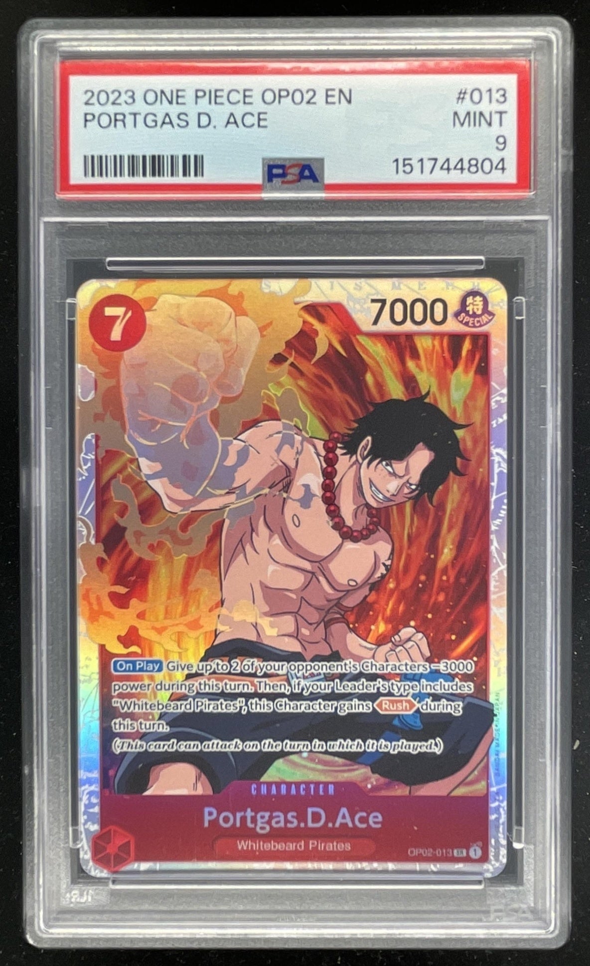 2023 One Piece OP02 EN #013 Portgas D Ace PSA 9 – Burbank Cards