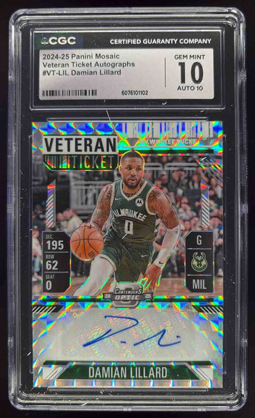 2024-25 Panini Mosaic Veteran Ticket Autograph Damian Lillard Auto