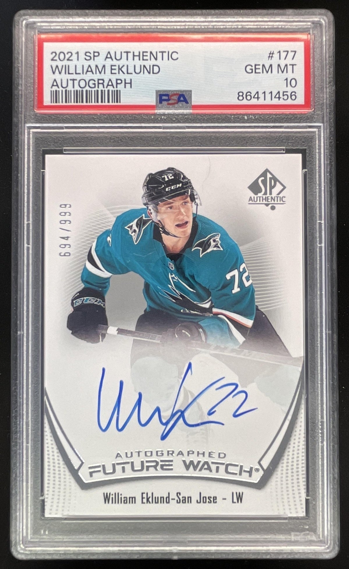 2021 SP Authentic #177 William Eklund Autograph RC Auto /999 PSA