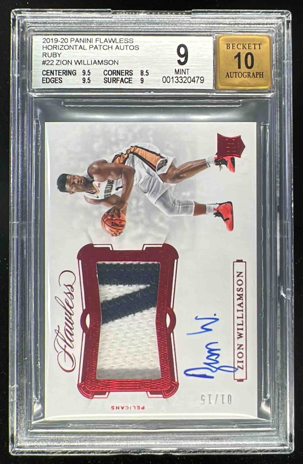 2019 Flawless Horizontal Patch Ruby #HP-ZWL Zion Williamson RC