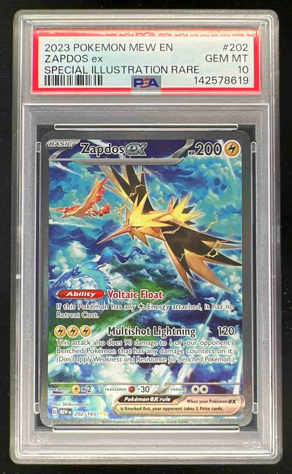 2023 Pokemon SV 151 #202/165 Zapdos ex PSA 10 – Burbank Cards