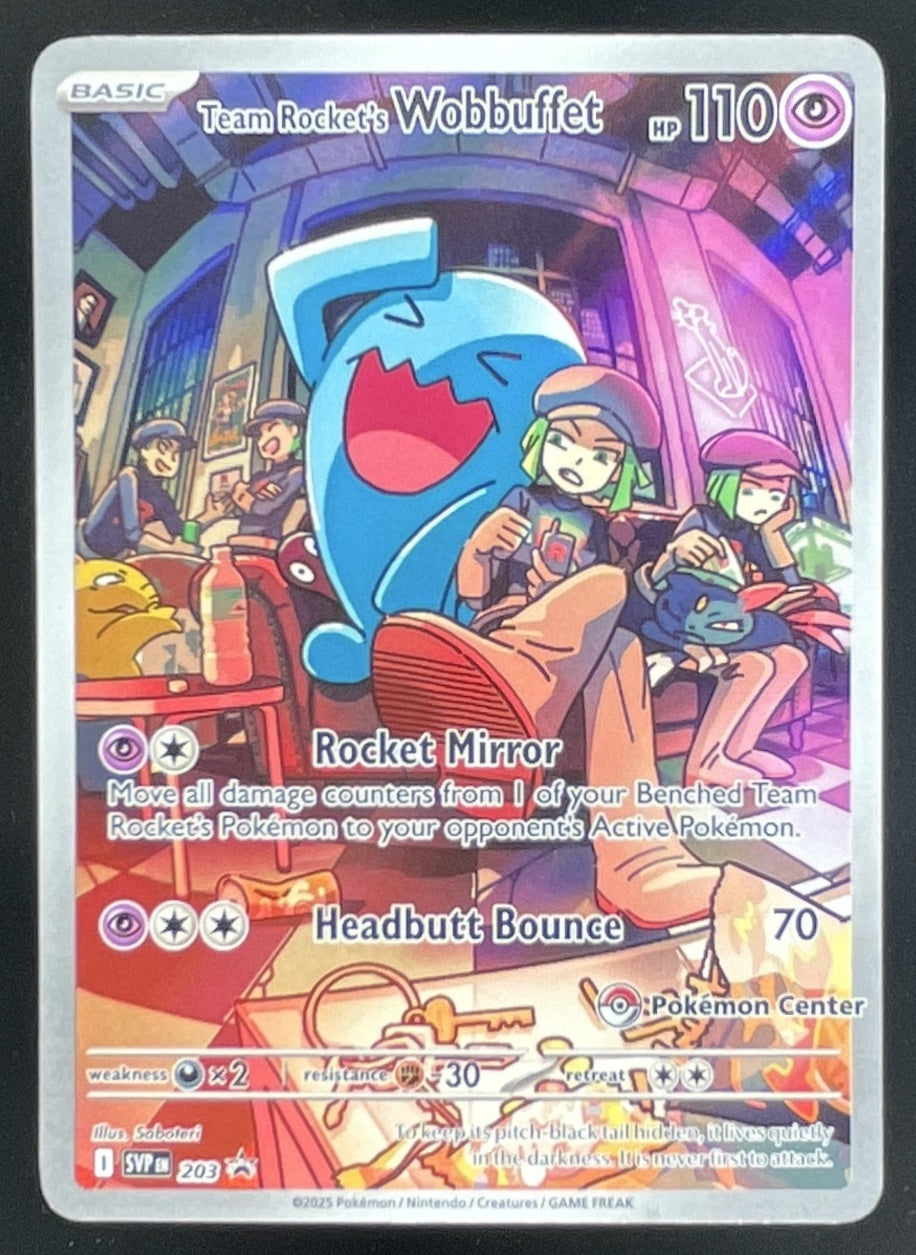 team rocket pokemon card full art 2025 Pokemon SV Black Star Promos Promos #203 Team Rocket's Wobbuffet – Burbank Cards