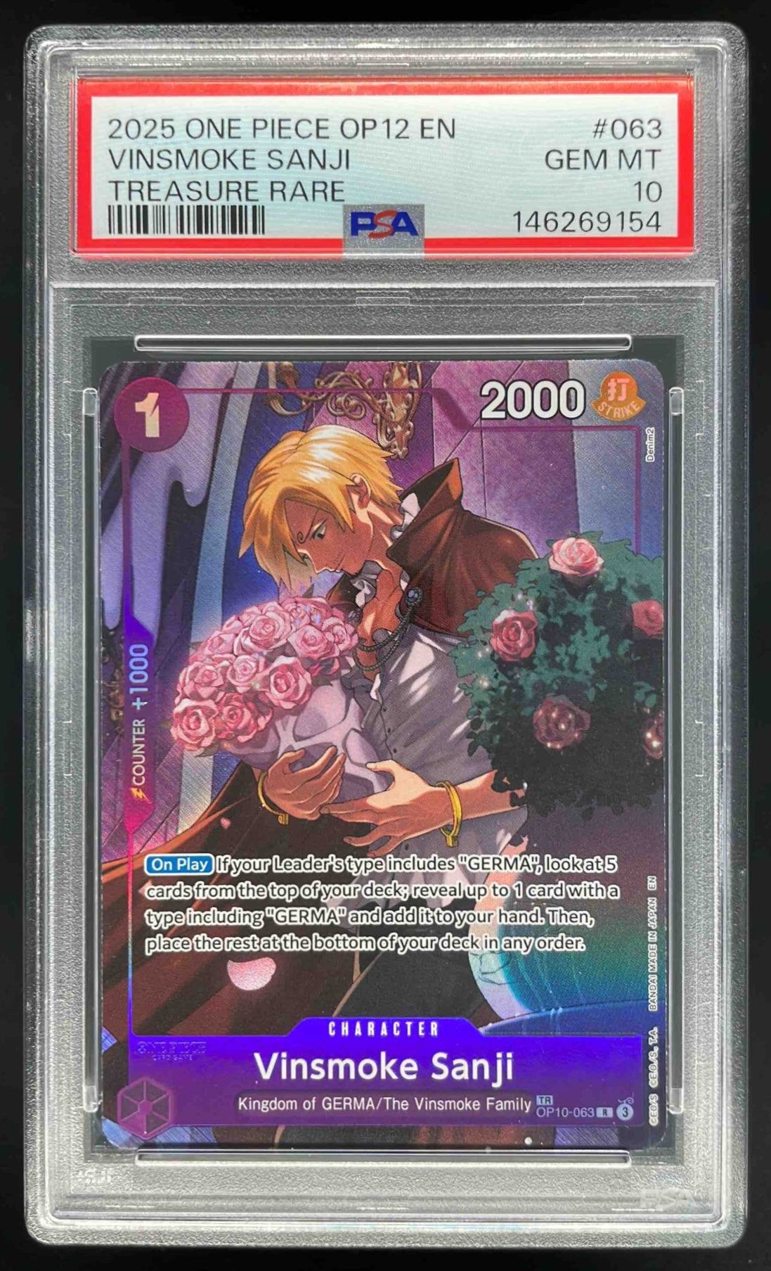 2025 one Piece OP12 EN #063 Vinsmoke Sanji Treasure Rare PSA 10 – Burbank  Cards