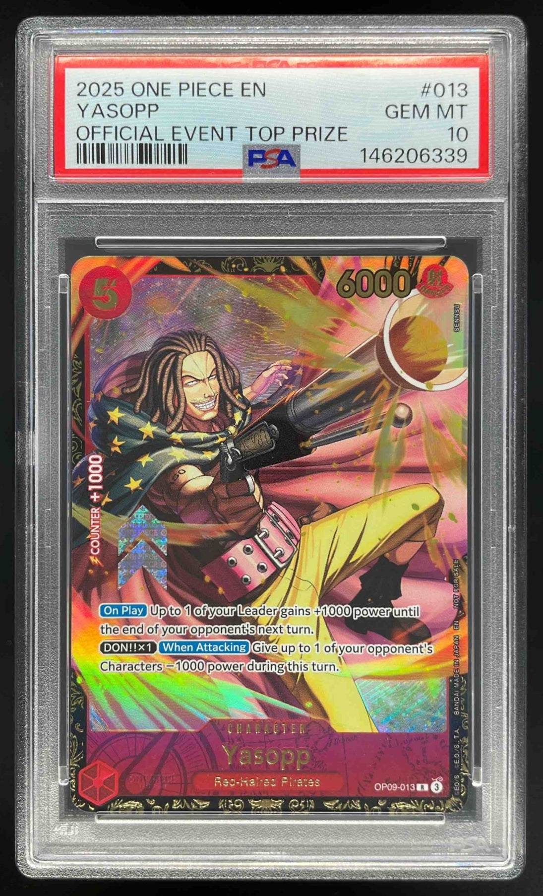 2025年 ワンピースカードゲーム Yasopp PSA 10 2025 One Piece EN Official Event Top Prize #013 Yasopp PSA 10