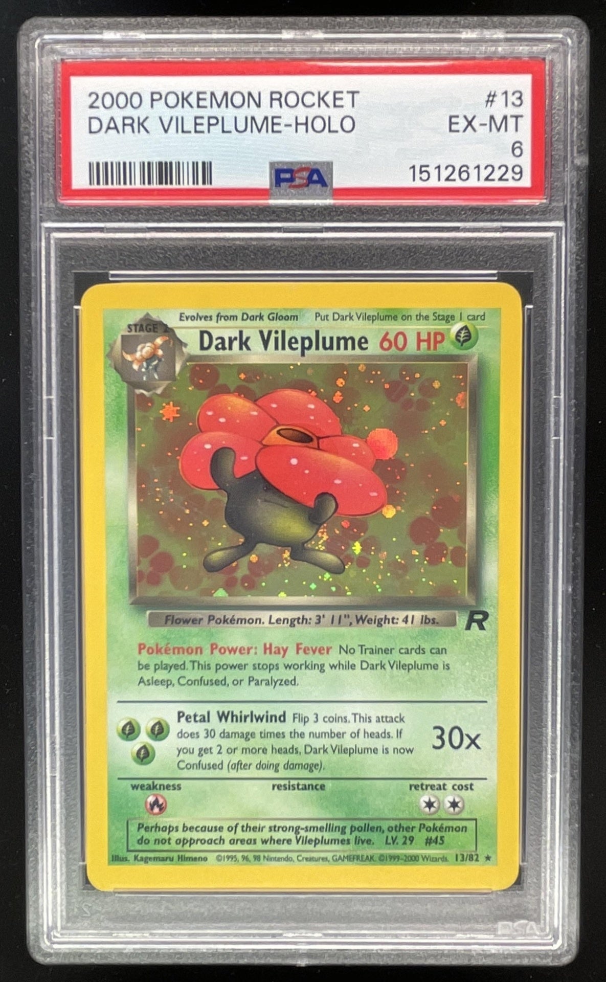 2000 Pokemon Team Rocket #13/82 Dark Vileplume Holo PSA 6