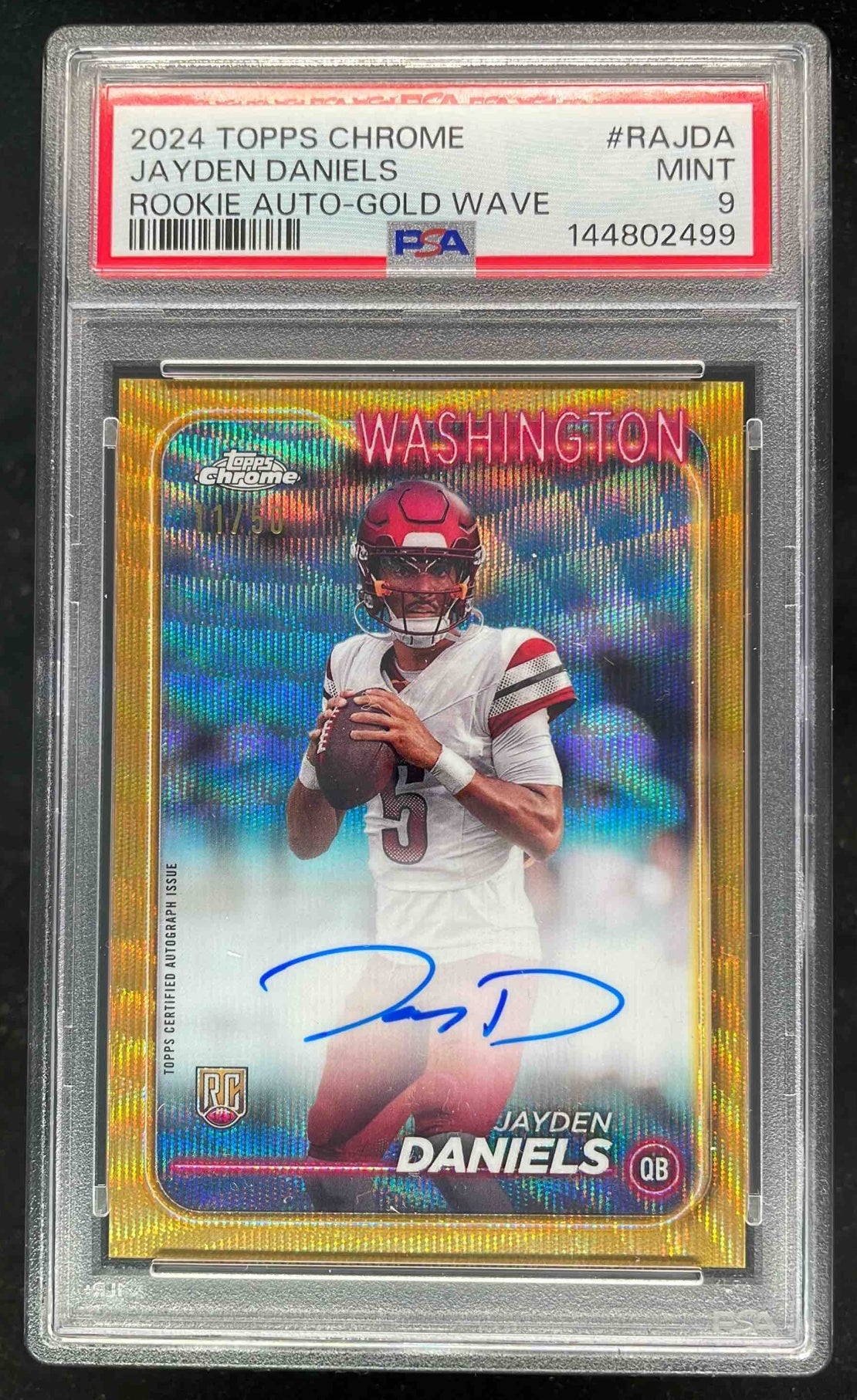2024 Topps Chrome Rookie Gold Wave #RA-JDA Jayden Daniels RC Auto