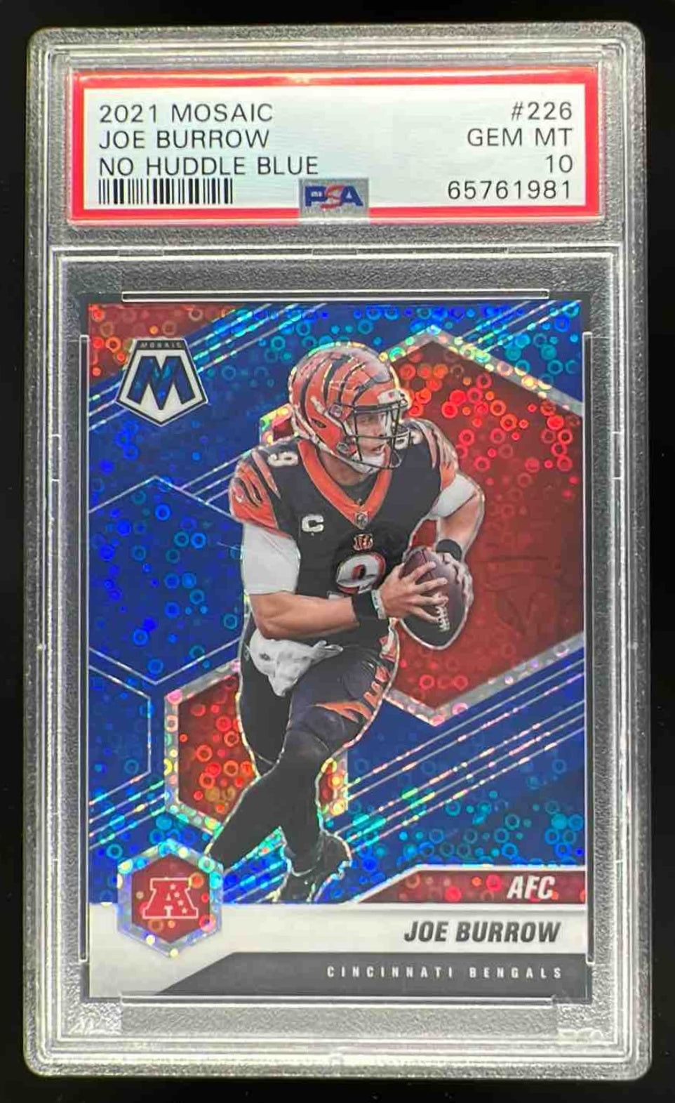 2021 Panini Mosaic No Huddle Prizm Blue #47 Joe Burrow /75