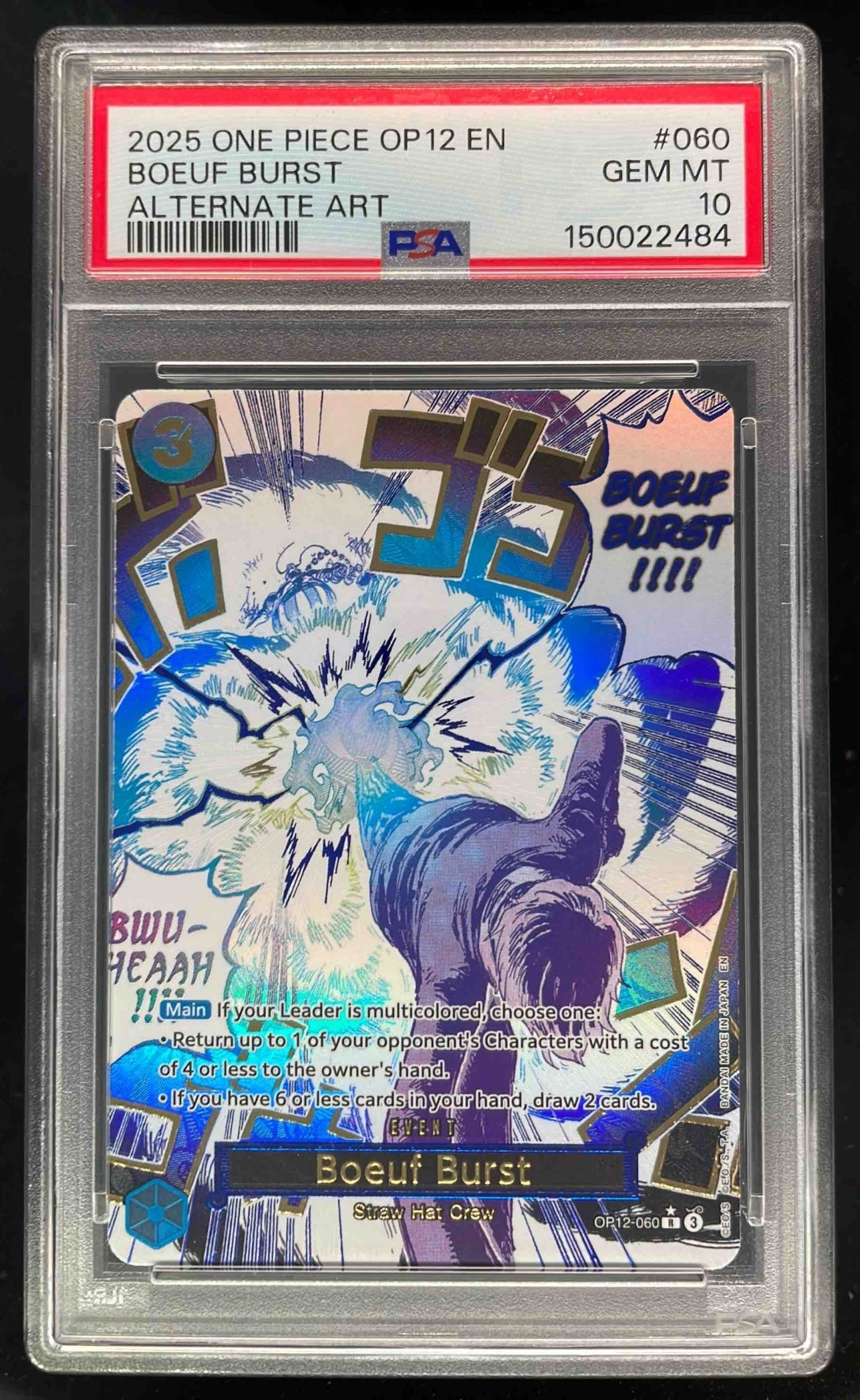 2025 One Piece OP12 EN #060 Boeuf Burst Alternate Art PSA 10