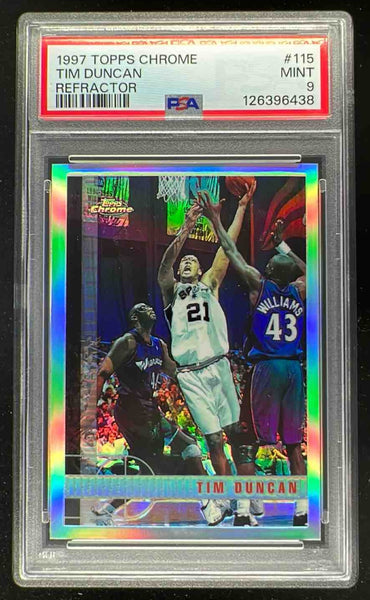 1997-98 Topps Chrome Refractors #115 Tim Duncan RC PSA 9 – Burbank