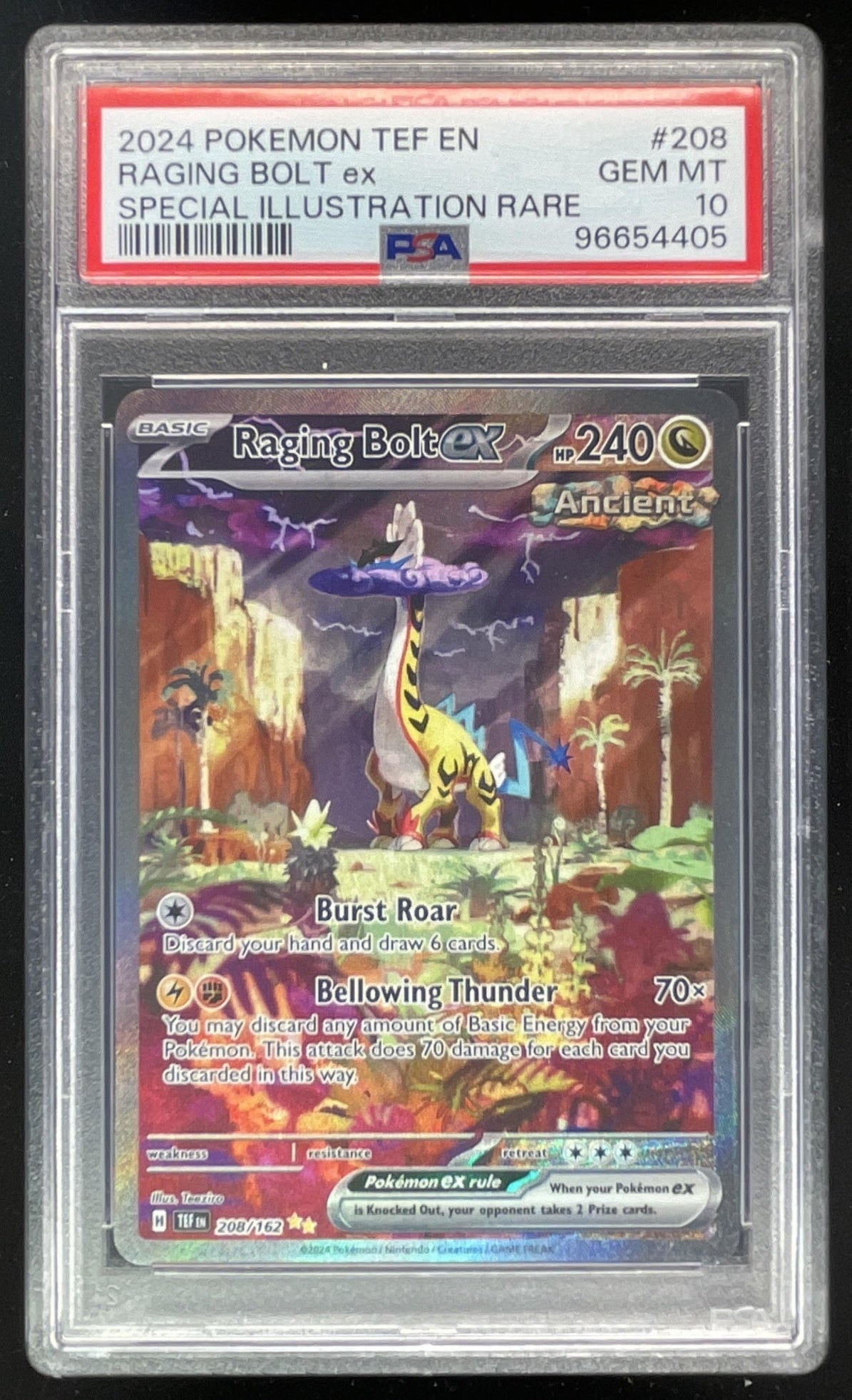 2024 Pokemon Temporal Forces #208/162 Raging Bolt ex PSA 10 Burbank Cards 2024 Pokemon Temporal Forces #208/162 Raging Bolt ex PSA 10 Burbank Cards