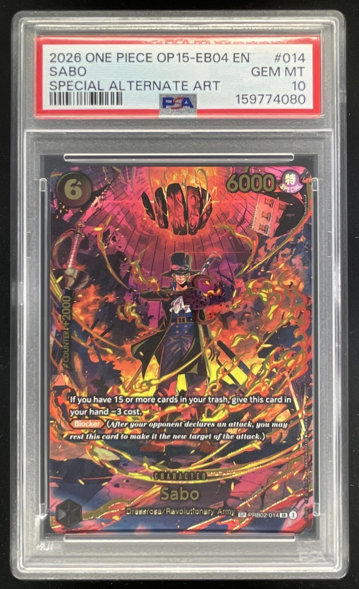 2026 One Piece OP15-EB04 #014 Sabo Special Alternate Art PSA 10