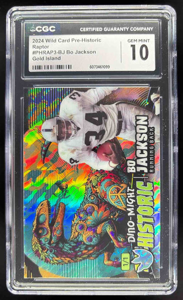 2024 Wild Card Pre Historic Raptor Gold Island Bo Jackson 1/1 CGC