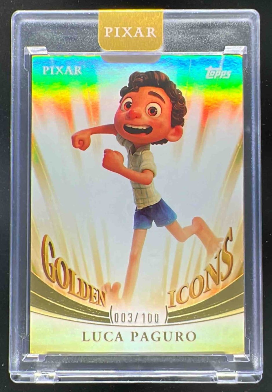 2025 Topps Pixar Gold Golden Icons Encased #GI-84 Luca Paguro /100