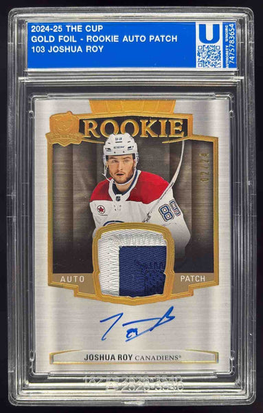 2024-25 The Cup Gold Foil #103 Joshua Roy Rookie Patch Auto