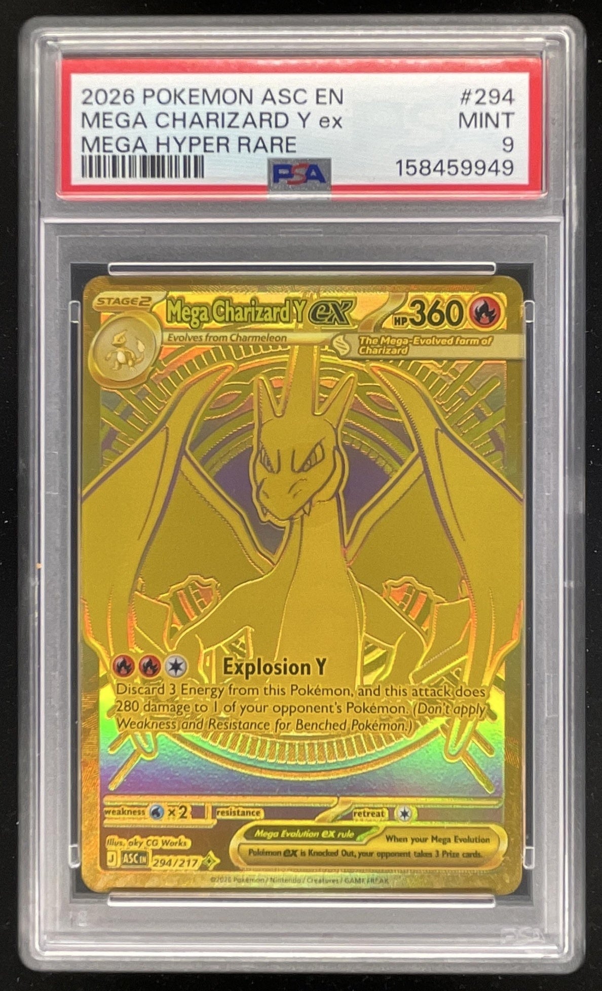 2026 Pokemon Ascended Heroes Mega Charizard Y EX Mega Hyper Rare PSA 9 294/217 2026 Pokemon Ascended Heroes Mega Charizard Y EX Mega Hyper Rare PSA 9 294/217