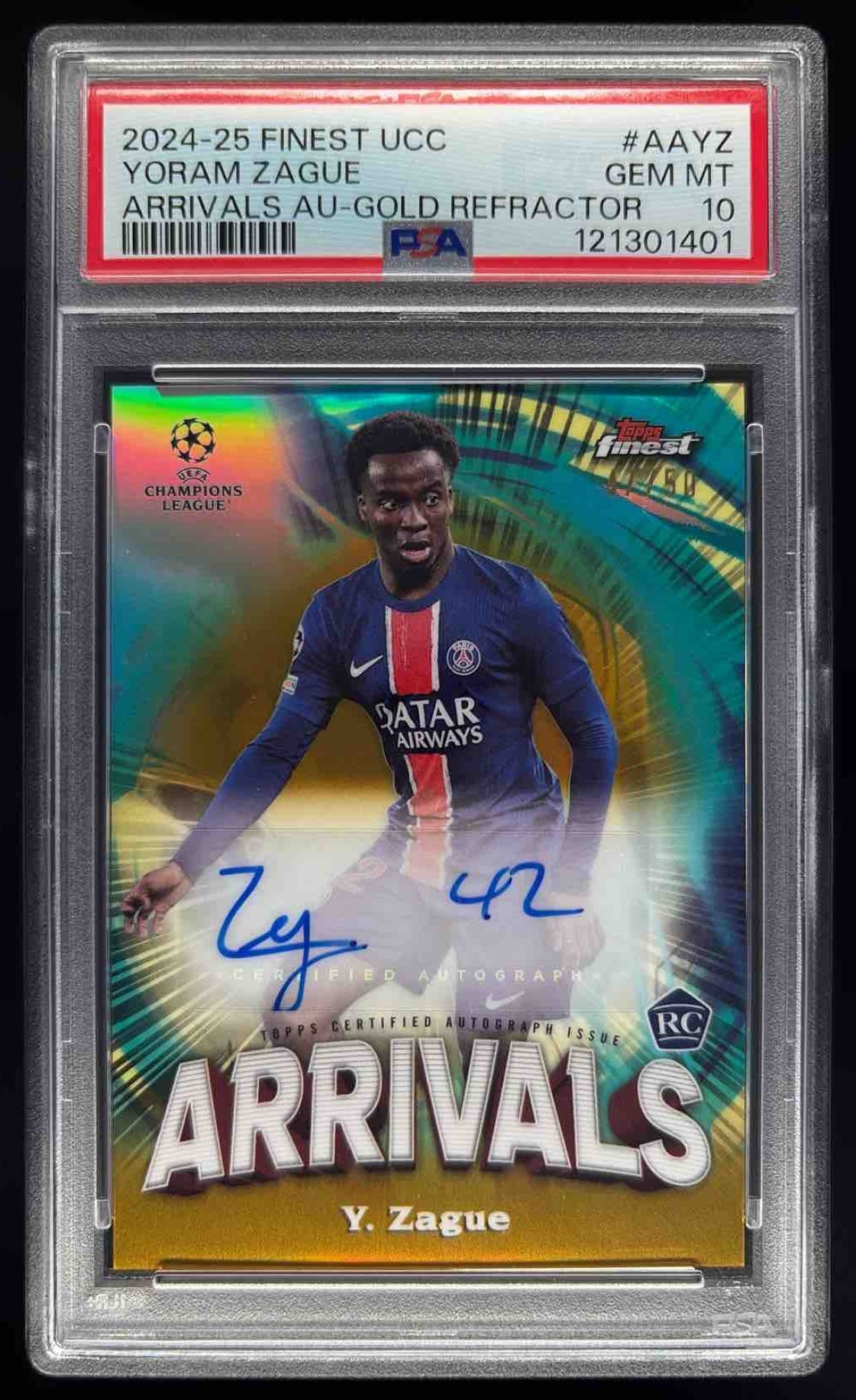 2024-25 Finest Arrivals Gold Refractor #AA-YZ Yoram Zague RC Auto