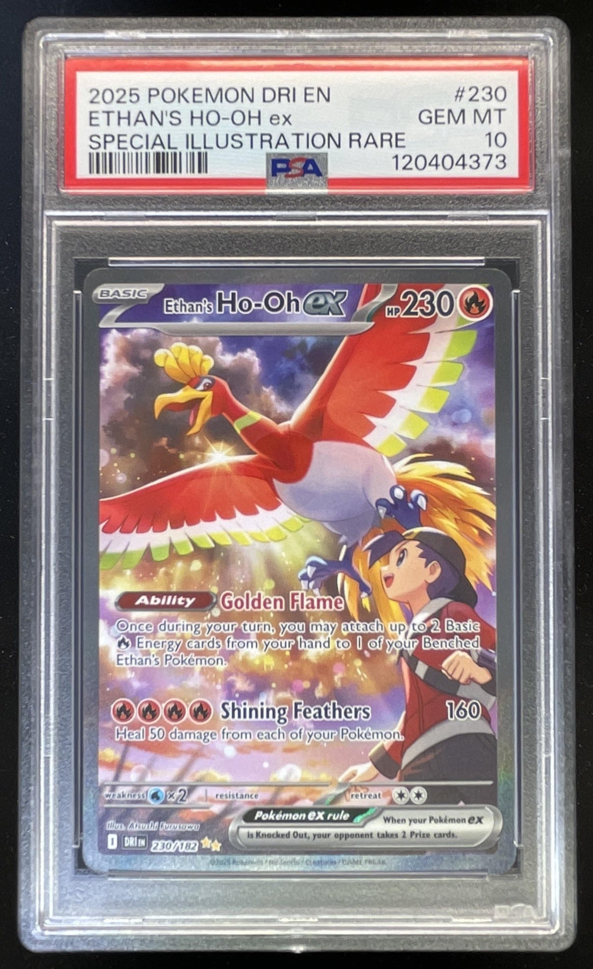 2025 Pokemon Destined Rivals #230/182 Ethan's Ho-Oh ex PSA 10