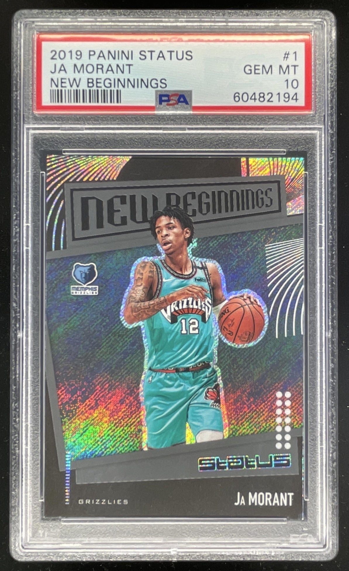 2019-20 Panini Status New Beginnings #1 Ja Morant RC PSA 10